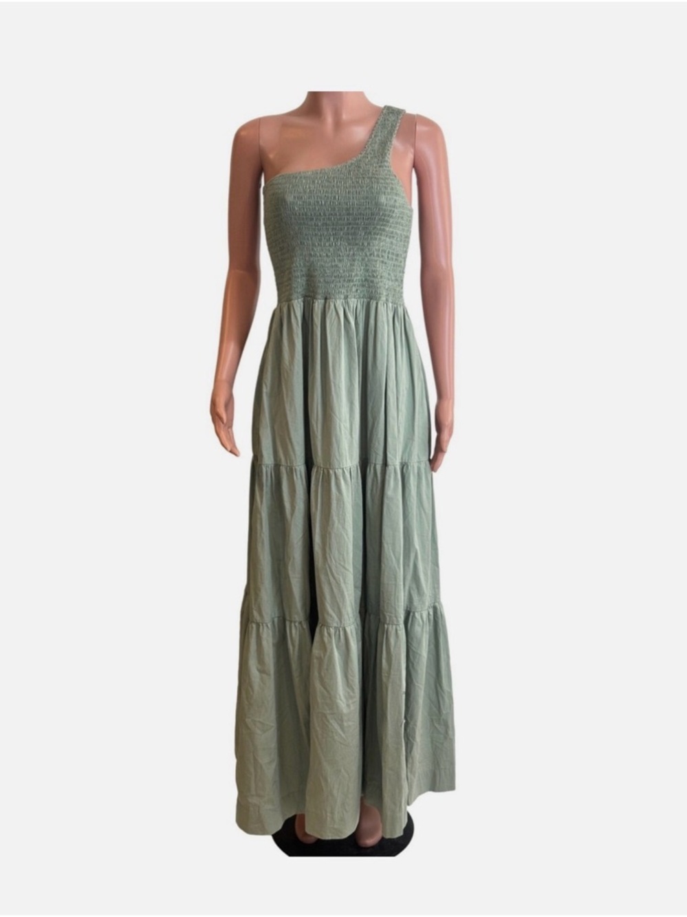 S/W/F x Revolve Smocked One Shoulder Maxi Dress (Size L)